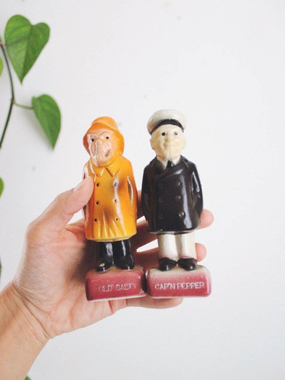 Vintage Old Salty Captain Pepper Nautical Salt Pepper Shakers Figurines Mid-Cent